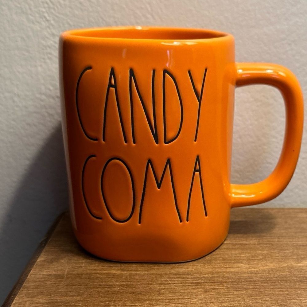 Rae Dunn "Candy Coma" Coffee Mug Orange Halloween